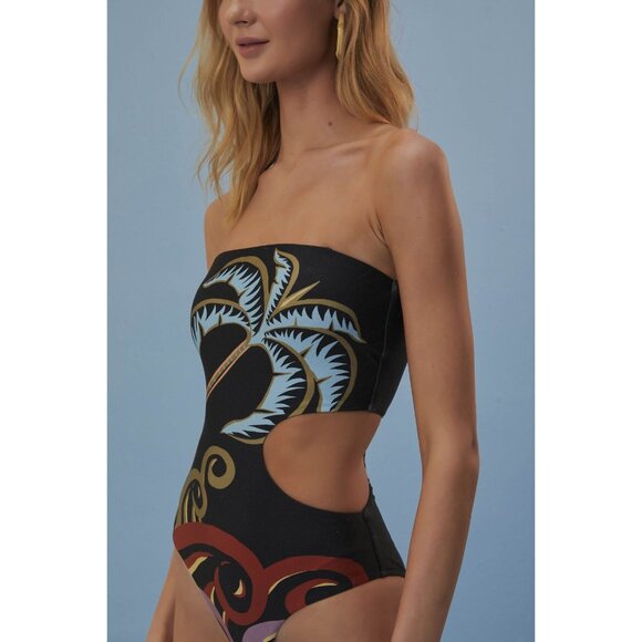🆕 FARM RIO Pineapple Wave CutOut One Piece Swimsuit Large 12-14 - Picture 3 of 11